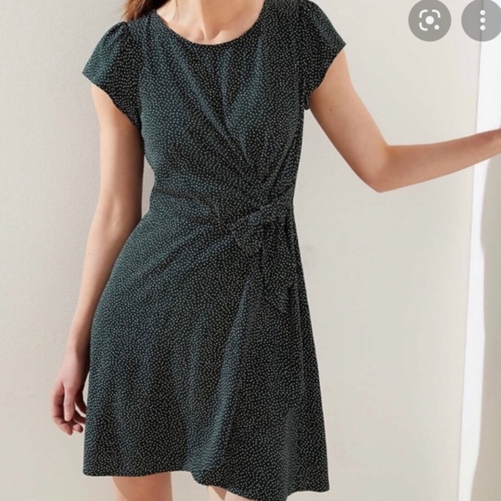 LOFT Petite Tie Waist Polka Dot Dress